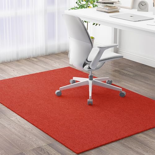 Lifup Office Chair Mat, Low Pile Carpet Floor Mat with Non-Slip Backing, Under Desk Rug Protector for Rolling Computer Chair Red 35" x 23.6" - color: Red, size: 35" x 23.6"