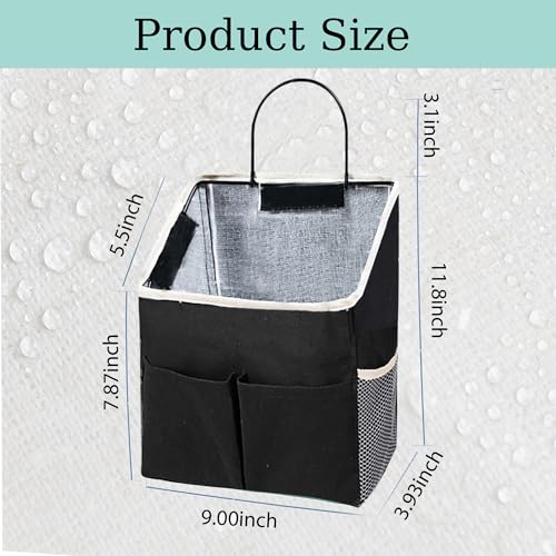 2pcs Wall Hanging Storage Bag,Wall Hanging Organizer Bags with Pockets, Wall Organizer Storage for Dormitory Bathroom Bedroom Kitchen(Black) - color: Black
