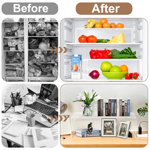 4 Pack Large Acrylic Display Stand,12'' x 4'' x 4'' Thickened Clear Rectangular Cupcake Holder Perfume Organizer Stand, Large Shelf Risers Desktop Display Stand for Decor Display,Figure,Cupcake
