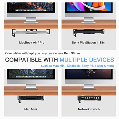 IFCASE Under Desk Laptop Mount & Headphone Holder with Adhesive & Screw, Hard Aluminum Under Table Desk Holder for Laptop, Mac mini, MacBook Pro (Silver) - color: Silver