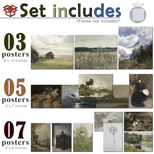 LANCHI95 Pcs Vintage Wall Art Decor, Vintage Posters for Room, Vintage Art Prints, Moody gallery wall art, Wall Print for Bedroom, Eclectic French Country Botanical Painting (Unframed) - color: Vintage 14