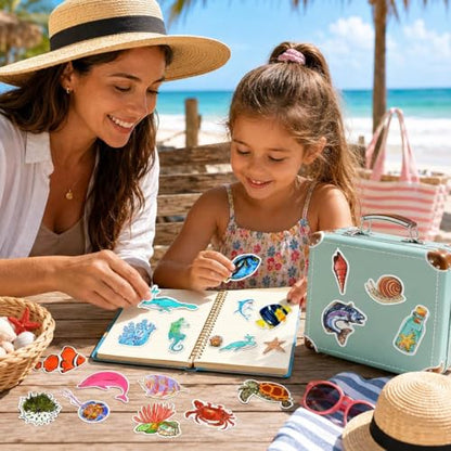 Ocean Stickers for Kids Summer Ocean Stickers for Water Bottles Laptop Vinyl Sticker(50 Pcs) - style: Ocean Stickers