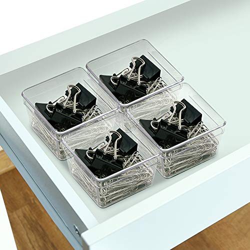Glad Plastic Drawer Storage Tray – Heavy Duty Organizer Bin for Home, Kitchen, Bath, Bedroom, Office | Non-Slip Feet, Clear, 3" x 3" - size: 3x3 (Pack of 1)
