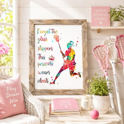 Inspirational Watercolor Lacrosse Girl Athlete with Empowering Quote Art Print for Girl's Bedroom Empowerment, Locker Team Spirit, Young Laxer Surprises, Aspiring Midfielder Tokens, Team Captain Honors, Coach Appreciation, Birthday Gifts - 8x10 Unframed P