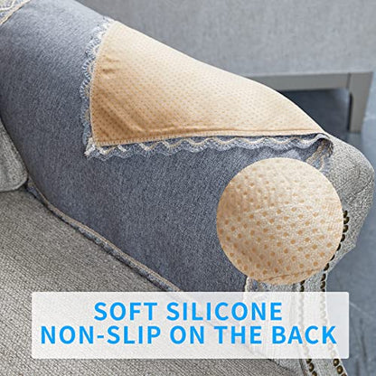 MINJIATEX Couch arm Covers,Non-Slip lace Sofa arm Covers Set of 2 Washable Sofa armrests Covers for Living Room Recliner Chair arm Cover Protectors for Leather Sofa armrest slipcover (MYS-Grey) - color: Mys-grey