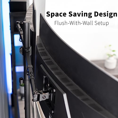 VIVO Premium Dual Ultra Wide LCD LED 27 to 38 inch Monitor Desk Mount, Heavy Duty C-clamp, Extra Tall Pole, Adjustable Telescoping Arms, Flush Wall Setup, Fits 2 Screens, Black, STAND-TS38C-T - size: 27" - 38" screens