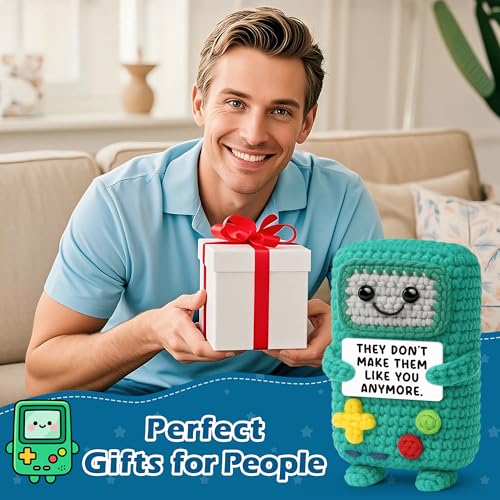 Busy Gaming Life Funny Gamer Gifts for Men, Happy Birthday Gift for Dad Boy Friend Uncle Brother, for Women Men, Birthday Decorations, Positive Handmade Crochet Gifts for Gamer - style: Anymore