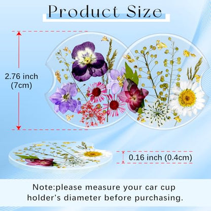 Swooflia Flower Car Cup Holder Coasters for Women - 2.75 Inch Cute Resin Clear Automotive Drink Cupholder Insert Car Accessories 2 Pack White Purple - color: White Purple