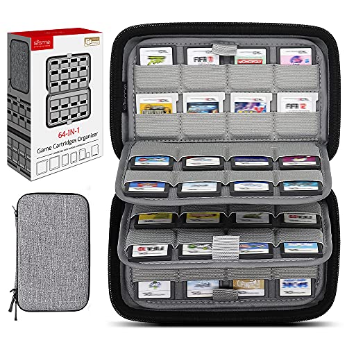 sisma 64 Game Case Compatible with Nintendo 3DS DS Switch Game Cartridges,Game Card Holders Organizer Travel Storage Safekeeping Grey Carry Case - color: Grey 64 Slots