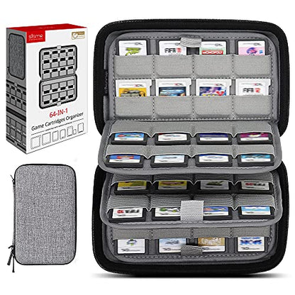 sisma 64 Game Case Compatible with Nintendo 3DS DS Switch Game Cartridges,Game Card Holders Organizer Travel Storage Safekeeping Grey Carry Case - color: Grey 64 Slots
