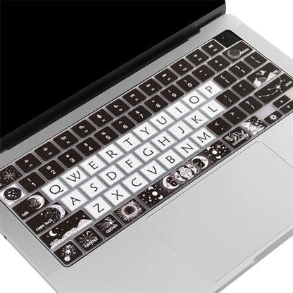 Cute Silicone Keyboard Cover for 2021-2024 MacBook Air 13.6" 15" A2941 A3114 A2681 A3113, MacBook Pro 14" 16" A2442 A2779 A2918 A2992 A2485 A2780 A2991 A3112 A3401 A3406 M4 M3 M2 M1 Max, Sun and Moon - color: Sun and Moon