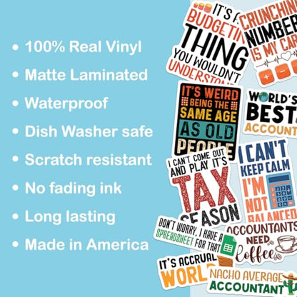 10pcs Accountant Sticker Sheet, Funny Vinyl Decals for CPAS, Finance Students, and Bookkeepers, Waterproof, UV-Resistant, for Laptop, Water Bottle, Notebook, Clipboard, Office Desk (Design 4) - color: Design 4
