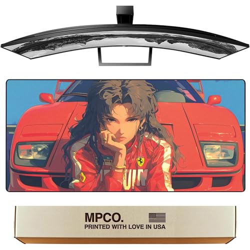 MPCO. Original Large Gaming Desk Mat – 36" x 17" Duraglyde Manga Motors Fayes-Ferrari Full Desk Mouse Pad for Smooth Precision – Non-Slip, Washable Extra-Large PC Mouse Pad for Gaming Sessions - color: DuraGlyde Fayes-Ferrari
