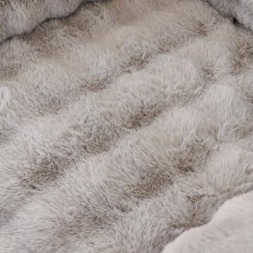 vctops 3 Pieces Faux Rabbit Fur Sofa Armrest Cover for Recliner Chair Non Slip Fluffy Furry Headrest Cover Soft Fuzzy Couch Cover for Dogs Washable Furniture Protector (Light Grey,1 Seat) - color: Light Grey