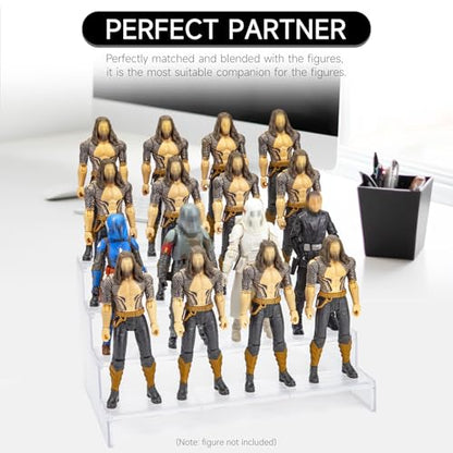 6 inch Acrylic Riser Display Shelf,Clear Action Figures Stands With PEG,4 Tier Toy Collectibles Organizer Compatible with 1/12 Scale Action Figure Toy (Only Fit For 6 inch SW Black Series Figure Toy-Clear) - color: Only Fit For 6 inch SW Black Series Figu