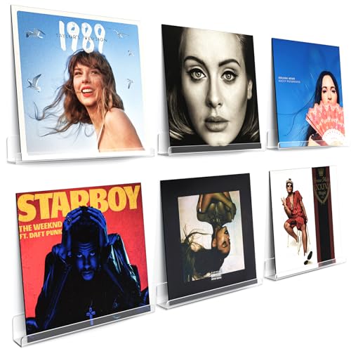 Laurensory Vinyl Record Shelf Wall Mount Shelves, 12 inch Clear Acrylic Vinyl Record Holder Display, Floating Shelves for Wall Decor, Magazine Rack, Kids Bookshelf, for Bedroom, Living Room, 6 Pack - color: Clear, size: 6 Pack