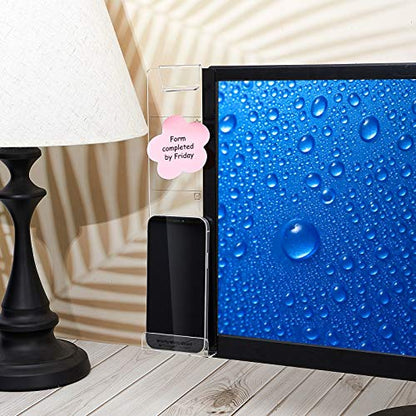 4 Pieces Computer Monitor Message Memo Board Transparent Message Panel Monitor Sticky Memo Note Board Phone Holder for Screen Computer Laptop Cabinets Office, Left and Right