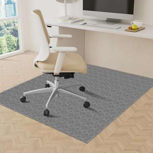 KMAT Office Chair Mat, 47x47in Heavy Duty Hardwood/Tile Floor Protector, Floor Mat Computer Desk Mat for Rolling Chairs, Work, Study, Office, Grey - color: Grey, size: 47"x47"