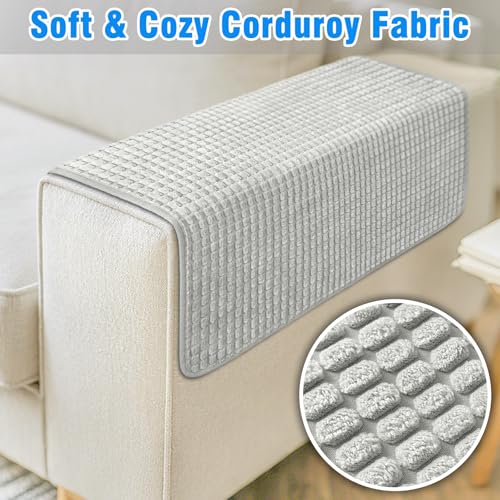 Couch Arm Covers, Sofa Arm Covers, Waterproof Armrest Cover for Sofa, Armchair, Loveseat, Headrest Cover, Non-Slip Recliner Arm Cover, Arm Chair Covers Set of 2 (Light Gray, 23"×19") - color: Light Gray, size: 23" x 19" - 2 pcs