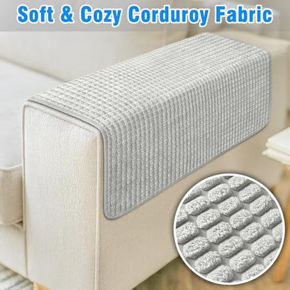 Couch Arm Covers, Sofa Arm Covers, Waterproof Armrest Cover for Sofa, Armchair, Loveseat, Headrest Cover, Non-Slip Recliner Arm Cover, Arm Chair Covers Set of 2 (Light Gray, 23"×19") - color: Light Gray, size: 23" x 19" - 2 pcs