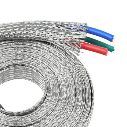 Tinned Copper Braid Wire Shielding Ground Strap Metal Cable Sleeve Expandable Flexible Flat Mesh (5/16 in Wide(0.20 in Dia)-155ft) - size: 5/16 in Wide(0.20 in Dia)-155ft