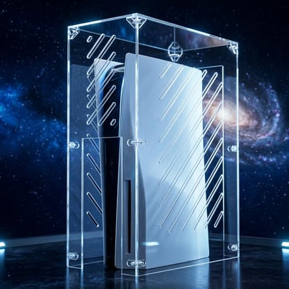 Clear Acrylic Protective Cover for PS5 Console,Transparent Lucite Case Compatible with Sony PlayStation 5 Pro/Slim/Disc/Digital,Simple Self-Assembly Vertical Protection Box(12"L x 5.7"W x 16.3"H) - size: Vertical Protective Cover-12.1"L x 5.8"W x 16.4"H
