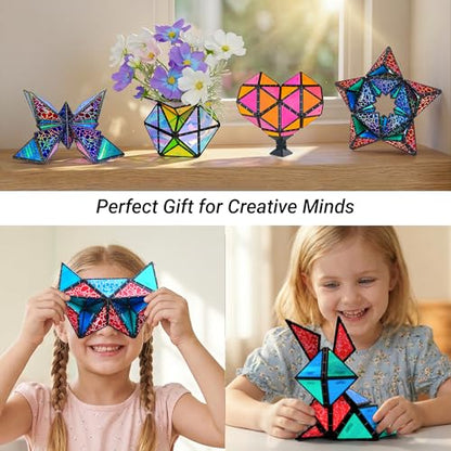 TOSY Magnet Pyramid Stone - 1 Cube Transforms into 1 Billion Shapes (Bunny, Egg Basket, Flowers, Heart…), 243 Rare Earth Magnets, Holographic Design, Puzzle/STEAM Toy, Easter Birthday Gift, 2-Pack - color: Stone (Set of 2)