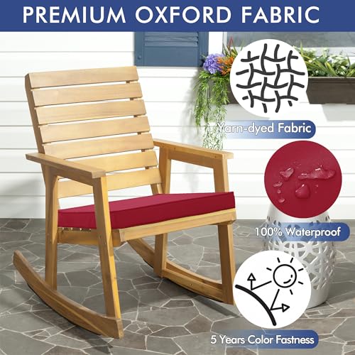 Outdoor Chair Cushions 16 x 17 Inch Water Resistant Patio Chair Cushions with Tie 3 Year Color Fastness Thick Outdoor Seat Cushion for Garden Lawn Patio Furniture Burgundy Red Set of 2 - color: Burgundy, size: 17*16*2 Inch (Square)