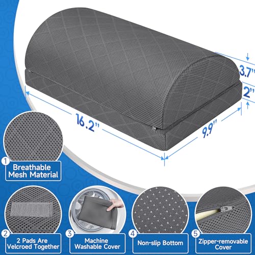 CushZone Foot Rest,Desk & Gaming Accessories,Foot Rest for Under Desk at Work,Comfortable Footrest with 2 Adjustable Heights & Removable Cover, Office Desk Accessories（Gray） - color: Grey, size: Medium