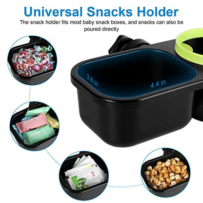 Accmor Stroller Cup Holder with Tray, Universal Cup Holder Tray for Uppababy Nuna Doona Strollers, Bottle Drinks Holder for Stroller, Wheelchair, Walker - style: Tray-2 in-1-Green