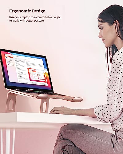 Nulaxy Laptop Stand, Ergonomic Aluminum Laptop Computer Stand, Detachable Laptop Riser Notebook Holder Stand Compatible with MacBook Air Pro, Dell XPS, HP, Lenovo More 10-16” Laptops - Rose Gold - color: D-Rose Gold