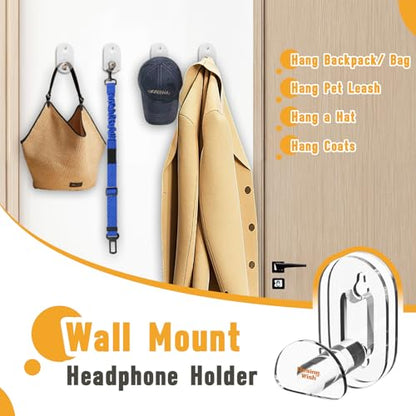 Acrylic Headphone Wall Mount Holder for Most Over-Ear Headphones, Clear Headphone Hanger for Wall Universal Headset Hook Gaming Headset Holder - color: Headphone Holder for Wall