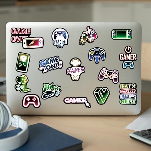 50 Pcs Neon Video Game Stickers for Water Bottle, Cartoon Gamer Video Gaming Sticker, Vinyl Waterproof Laptop Decals for Teens Students Adults - color: Non-luminescent-474ksxx