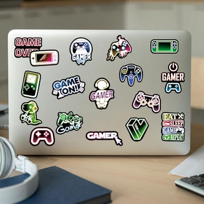 50 Pcs Neon Video Game Stickers for Water Bottle, Cartoon Gamer Video Gaming Sticker, Vinyl Waterproof Laptop Decals for Teens Students Adults - color: Non-luminescent-474ksxx