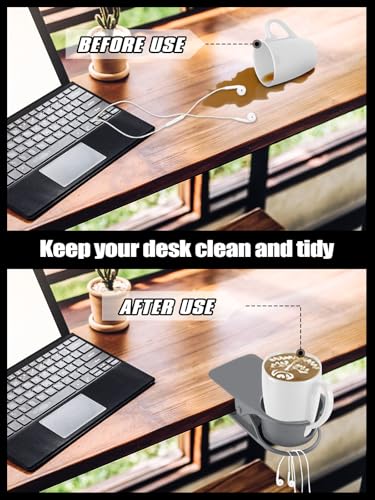 Kalolary 2PCS New Drinking Cup Holder Clip with Groove Table Bottle Cup Stand DIY Glass Cup Clamp Storage Saucer Clip Water Coffee Mug Holder Saucer Clip for Home Desk, Grey - color: 2PCS Grey