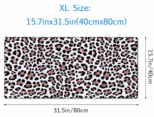 Gaming Mouse Pad, Large Mouse Pads for Women, Non-Slip Rubber Base Mousepad, Keyboard Mouse Mat, Desk Pad with Stitched Edges, 31.5x15.7inch Leopard Skin Rose Gold Pattern - color: Leopard Skin Rose Gold Pattern, size: 31.5L x 15.7W inches