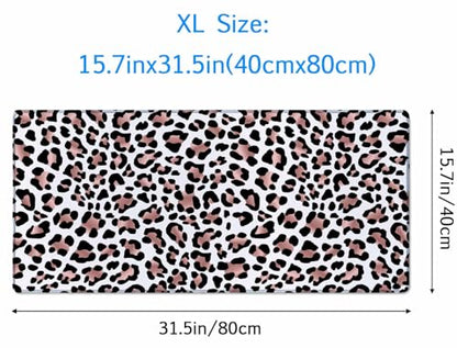 Gaming Mouse Pad, Large Mouse Pads for Women, Non-Slip Rubber Base Mousepad, Keyboard Mouse Mat, Desk Pad with Stitched Edges, 31.5x15.7inch Leopard Skin Rose Gold Pattern - color: Leopard Skin Rose Gold Pattern, size: 31.5L x 15.7W inches