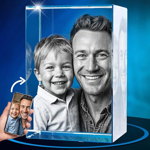 ArtPix 3D Crystal Photo, Personalized Gifts for Women, Wife, Mom, Her, Him, Men, Great Customized Gift With Your Own Photo - Anniversary, Wedding, Birthday - Custom Glass 3D Laser Etched Picture Frame - size: Medium, style: Portrait