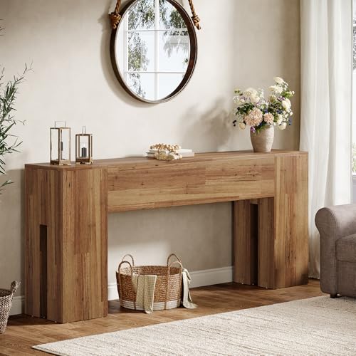 Tribesigns 71-Inch Long Console Table for Entryway, Farmhouse Sofa Console Behind Couch, Entry Table for Hallway, Foyer, Living Room, Rustic Wood - color: Rustic Wood