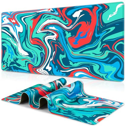 Canjoy Gaming Mouse Pad, Fluid Pattern Mouse Pad 31.5x11.8inch Large Extended Computer Mouse Mat Keyboard Full Desk Mousepad for Gaming, Office, Home - color: Blue-Red Fluid, size: 800*300mm