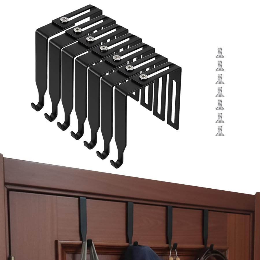 Cubicle Hooks, Office Cubicle Hooks for Hanging 7 Pack Black | Small Adjustable No Drill Cubicle Wall Hooks & Cubicle Hangers for 1.4" to 3.5" Thick Panels