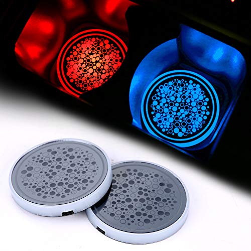 ACODABLEM 2 Pack LED Cup Holder Lights, Car Coaster with 7 Colors Changing USB Charging Mat, Luminescent Cup Pad Interior Atmosphere Lamp Decoration Light - color: Balloon