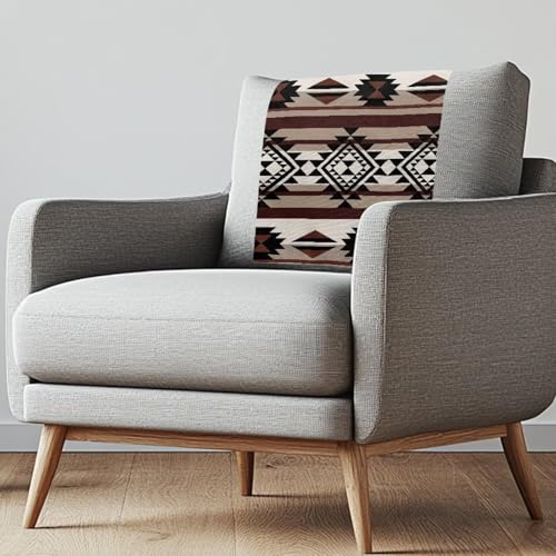 Aztec Recliner Headrest Cover Brown Headrest Covers for Recliners Wrinkle Resistant Recliner Sofa Head Rest Covers Protector for Recliner Leather Sofa Couch 2 Pcs - color: Aztec Brown