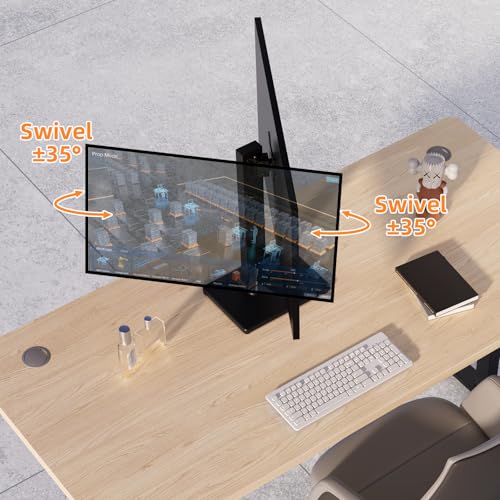 Suptek Single LCD Computer Monitor Free-Standing Desk Stand Mount Riser for 13 Inch to 43 Inch Screen with Swivel, Height Adjustable, Rotation, 50, 75, 100mm VESA Base Stand, Black - size: 13-43in(single)