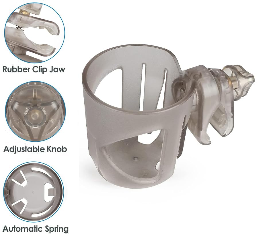 New Stroller Cup Holder for Stanley Quencher H2.0 (30 & 40 Oz. Models), Also Compatible with Stanley IceFlow (20 & 30 Oz. Models) - Transparent - color: Transparent