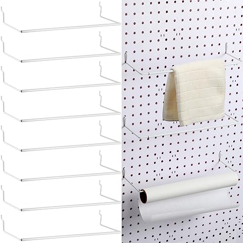 Nuanchu 8 Pcs Paper Towel Holder for Pegboard Extendable Peg Board Organizer Accessories Pegboard Towel Holder Accessories for Craft Room Laundry Room Kitchen Bathroom(White,11x4 Inch) - color: White
