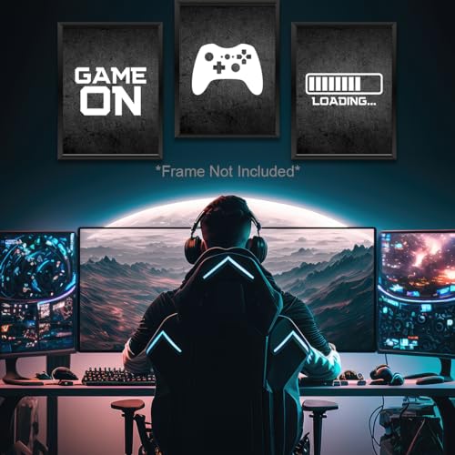 3 Pcs Black and White Gaming Wall Art Prints Boys Room Decor Game Room Decor Gamer Funny Wall Decor Paintings Posters for Office Home Bedroom Playroom Gifts for Men, Him, Son, Brother, Unframed