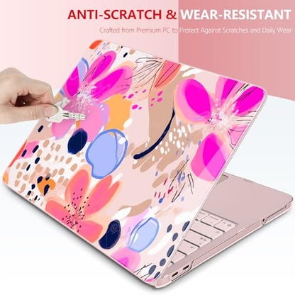 DONGKE Compatible with MacBook Neo 13 Inch Case 2026 A3404 A18 Pro chip & Touch ID, Plastic Hard Shell with Keyboard Cover, Screen Protector & Dust Plugs, Floral Artistic - color: Floral Artistic