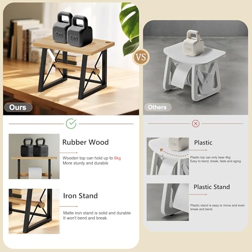 Label Holder for Rolls and Fan-fold Labels, Wooden Label Stand for Shipping Label Printer, Sticker Roll Holder Thermal Printer Accessory for Home, Office - color: Burlywood