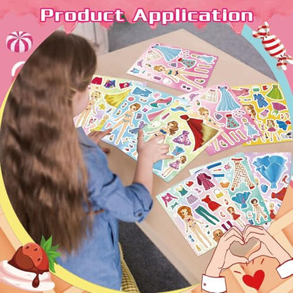 Stickers for Kids, 24 Sheets Dress Up Stickers for Girls, Make Your Own Fairy Princess Sticker, Birthday Party Favor, Classroom Rewards, Art Craft - style: Dress Up